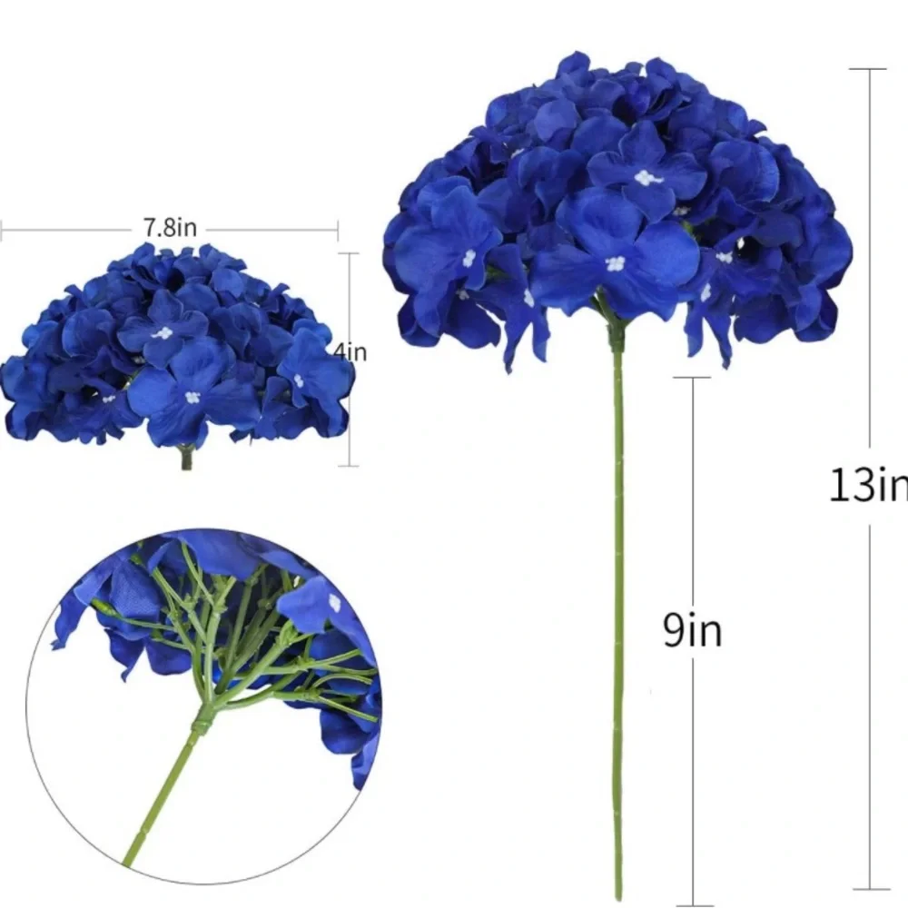 15 count | White Royal & Dusty Blue Hydrangeas Roses Bouquet Wedding Centerpiece